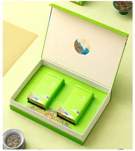 Custom Luxury Green Flip Magnetic Tea Set Gift Box With High End Tea Tin Box Paper Packaging Box