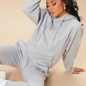 ชุดสเวตเชิ้ตมีฮู้ดแขนยาวลำลองสำหรับผู้หญิงเสื้อฮู้ดเข้ารูปธรรมดาสำหรับฤดูใบไม้ร่วงขายส่งผ้าทอแบบสวมหัว - Product Image 1