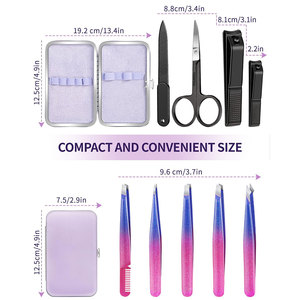 Set 9 Flower Pattern Precision Anti-Static Stainless Steel Eyelash Eyebrow Tweezers <b>Nail</b> Clipper Facial Ingrown Steel Case 2026 - Product Image 4