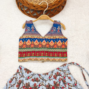 Shoryam Fashion Lehenga Choli Dupatta Traditionnel et Élégant pour Fille, sans Manches, en Polyester, à Imprimé Numérique, Style Ethnique, pour Mariage et Fête - Product Image 3