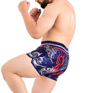 กางเกงขาสั้น MMA สำหรับผู้ชายเสื้อผ้ากีฬาต่อสู้ทำจากโพลีเอสเตอร์สำหรับผู้ใหญ่ผ้ายืดสำหรับมวยไทยพิมพ์ลายตามสั่ง - Product Image 6