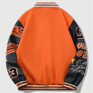 Unisex Winter Varsity <b>Jacket</b> Stand Collar Closure New Style Embroidery <b>Patchwork</b> Design Light Woolen Custom Letter Latest OEM - Product Image 2