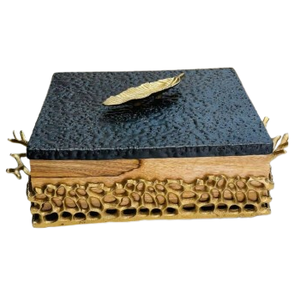 Boîte en bois tendance avec couvercle en métal et plateaux décoratifs pour hôtel maison pour table servant la décoration intérieure pendant les mariages du Ramadan - Product Image 6