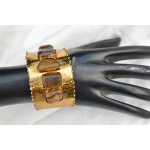 Perles de pierre semi-précieuse polies en laiton antique en gros braslet en laiton de mode indienne fait à la main pour les filles et les femmes - Product Image 5