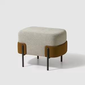 Taburetes Otomanos Tapizados de Madera Nórdica con Reposapiés de Terciopelo Dorado, Coloridos y Sencillos para Decoración del Hogar - Product Image 2
