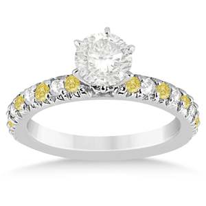 Ensemble de mariage en or blanc 18 carats avec diamant jaune de 1,14 carat et diamant pour les mariées - Product Image 1