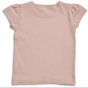 Camiseta de manga corta con estampado de corazón y leopardo para niña, camiseta informal de poliéster con cuello redondo y tejido de punto elástico medio, 1 unidad - Product Image 3