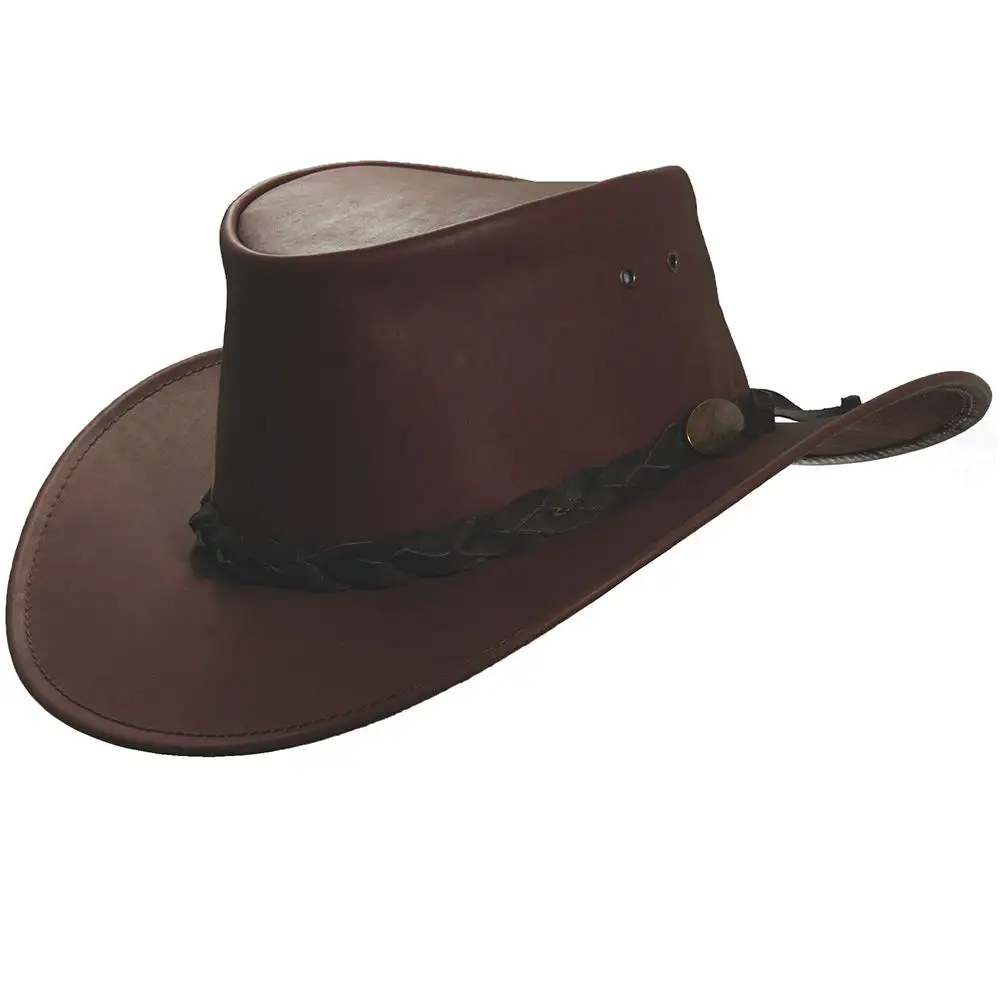 Topi kulit koboi asli, topi koboi gaya Barat ringan, tali kepang ukuran XXL, topi kulit barat kustom untuk pria