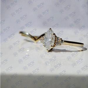 1.00 CTW Marquise CUT 925สเตอร์ลิงเงินชุดเจ้าสาวครบรอบของขวัญแหวน Moissanite สำหรับผู้หญิงสำหรับความรัก - Product Image 2