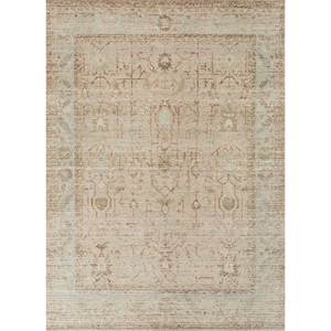 Tapis en laine noué à la main Viscaya beige marron, motif médaillon rectangulaire, pour la maison, la voiture, le salon, le couloir, l'entrée - AKWL-1748 - Product Image 1