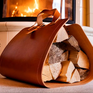Bois transporteur bois de chauffage cuir bois bûche bois de chauffage stockage cheminée accessoires bois arbre support LLR-0001 - Product Image 1