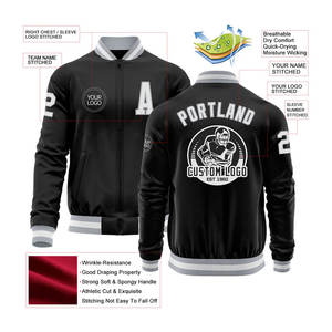 Chaqueta Varsity Personalizada al por Mayor, de Béisbol, Talla Grande para Hombre, Invernal, Transpirable, Ecológica, con Cuello Alto y Personalización Frontal - Product Image 2