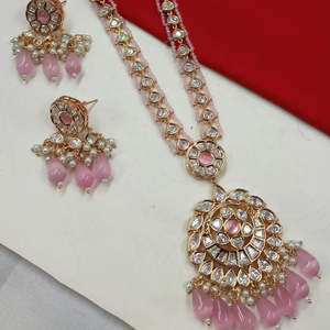 JOYERÍA DE COBRE TRADICIONAL Y DE MODA INDIA CONJUNTO DE JOYERÍA DE BODA NOVIA PARA MUJER CONJUNTO DE PENDIENTES Y COLLAR - Product Image 1