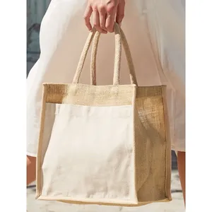 Borse Shopper Promozionali Sostenibili in Cotone e Juta con Tasche per Merchandising - Product Image 4