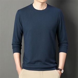 <b>Men's</b> Spring Autumn New <b>Stretch</b> Short Sleeve T-<b>shirt</b> Simple Fashionable Casual Versatile Neck Underlay Front Logo 100% Cotton - Product Image 4