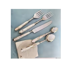 Ensemble de couverts à salade en acier inoxydable personnalisé avec manche en nacre plaqué argent meilleur vendeur ensemble de couverts vintage - Product Image 4