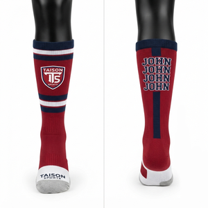 Premium 320 GSM <b>Wool</b>/Spandex Lacrosse <b>Socks</b> Maroon Navy Panel Jacquard Custom Logo Quick Dry Breathable Eco-Friendly - Product Image 1