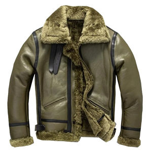 Chaqueta de piloto de piel de oveja Real de invierno de alta calidad ManSuper Warm Genuine Sheep Leather B3 Shearling Bomber Fur Jacket Chaquetas de hombre - Product Image 2