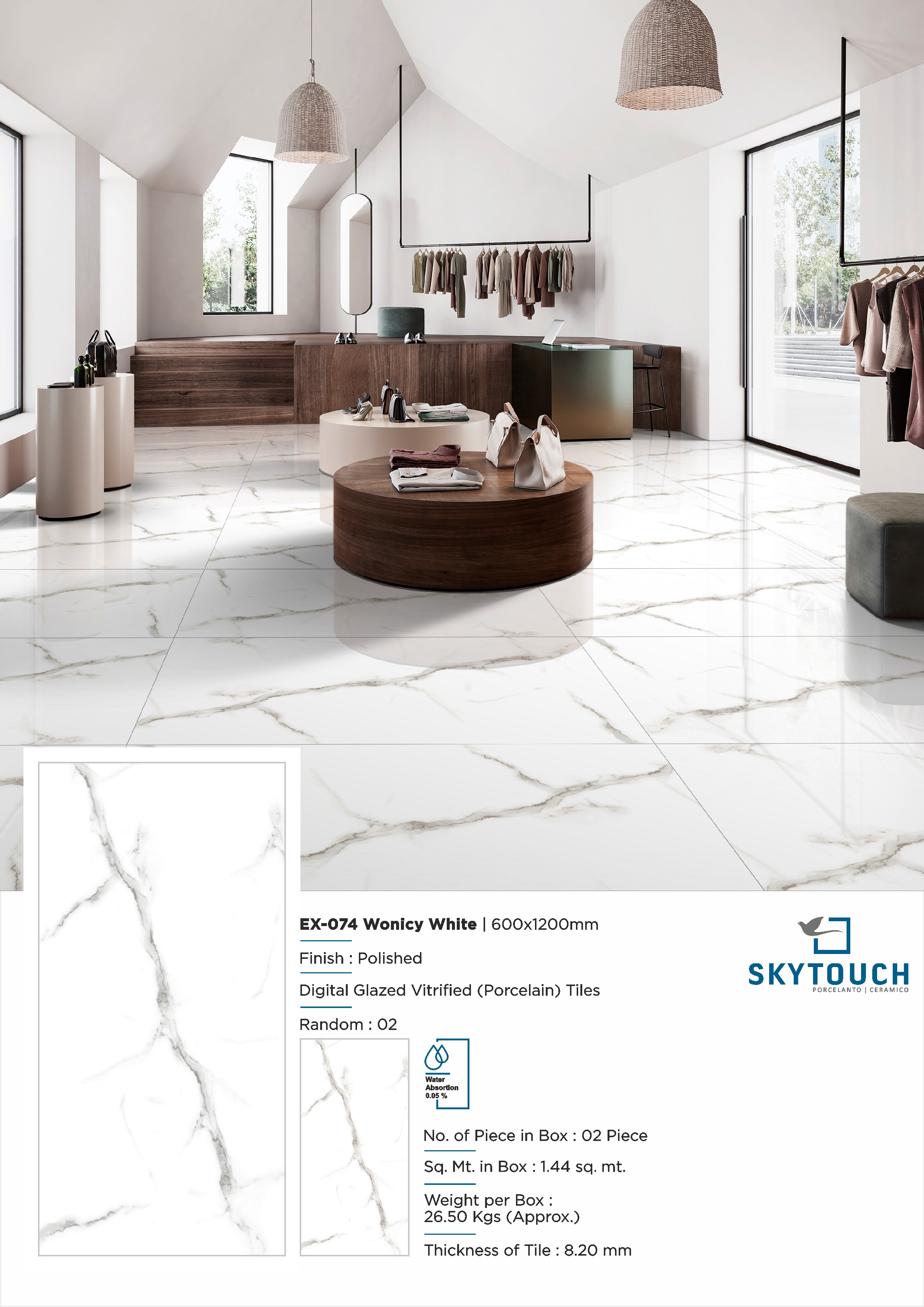 Snow White Marble Look Porcelain Onyx Floor Tiles 60x60