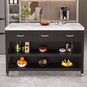 Isla de Cocina Modular de Madera Estilo Europeo, Resistente al Fuego, con Encimera Móvil, Almacenamiento Multicapa, Banco de Trabajo Ecológico Clásico - Product Image 5