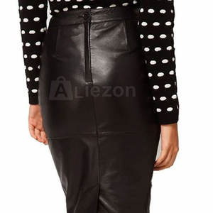 Jupe slim en cuir pour femmes professionnelles, style longueur genou, jupe slim pour femmes, fabrication au Pakistan, jupe slim - Product Image 6