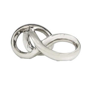 Escultura pulida moderna DecMode cerámica plateada Bucle infinito escultura abstracta decoración del hogar estatua moderna - Product Image 3