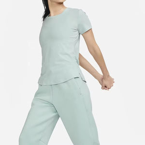 เสื้อผ้าผ้าไม้ไผ่โลโก้ที่กําหนดเอง Tee ผ้าฝ้ายรีไซเคิลธรรมดาเสื้อยืดระบายอากาศสําหรับผู้หญิง - Product Image 2