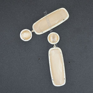 High Quality 925 Sterling Silver Dangle <b>Earrings</b> <b>for</b> <b>Women</b> Peach Monalisa CZ Solid Silver Plated <b>Long</b> Engagement Wedding Gift - Product Image 2