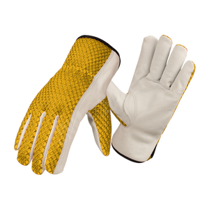 Guantes de aparejo de cuero de grano de oveja Guantes de seguridad traseros de malla resistentes al calor para trabajo industrial Montaje de protección Uso del conductor - Product Image 3