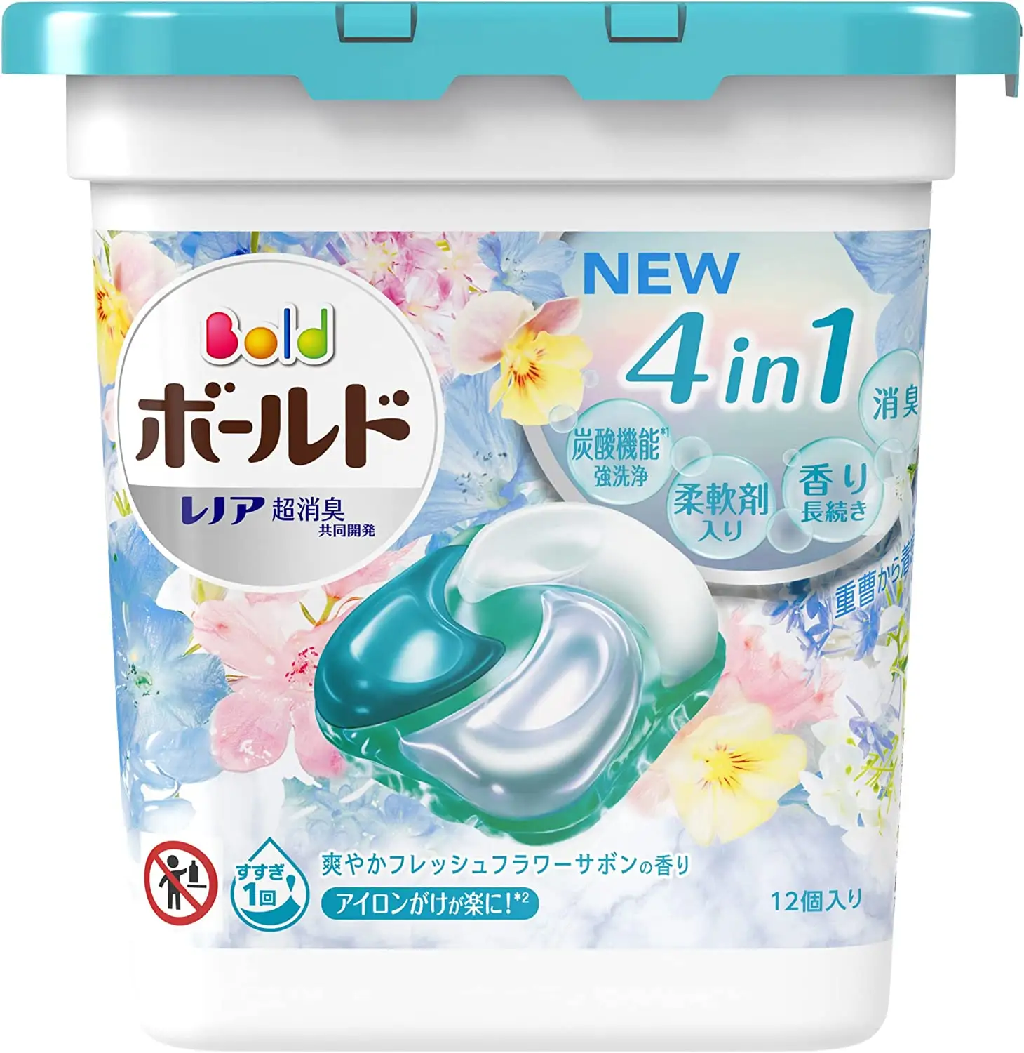 4 In 1 Bold Gel Bola Wangi Laundry Detergen Pods Detox Menyegarkan Premium Bersih Asli Wadah 12 Pieces Buatan Jepang