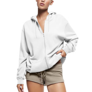 Sudadera con capucha de mujer con cremallera completa de invierno de gran tamaño Fitness Drop-Shoulder Loose Fit transpirable prendas de vestir exteriores moda Tops Y2K mujer sudaderas con capucha - Product Image 2