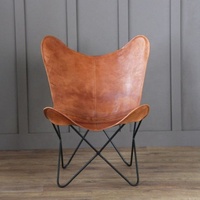 Chaise papillon de salon au design moderne, en cuir PU avec structure en fer, chaise relaxante pour le jardin extérieur