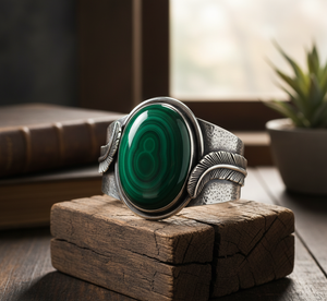 Rudra Gems Unisexe Bracelet Style Bohème Plaqué Or Rose Tibétain Argent Perlé Bracelet Malachite Cabochon Fabriqué À La Main Hindouisme - Product Image 6