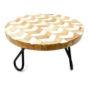 Soporte para Tartas de Resina y Madera de Diseño Moderno con Patrón Horizontal, Forma Redonda, Color y Tamaño Personalizables para Exhibición de Postres - Product Image 1