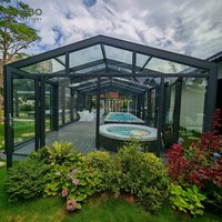 Kit de véranda électrique extensible en verre trempé au design moderne, enclos automatique pour jardins et patios de villas et maisons de petite taille