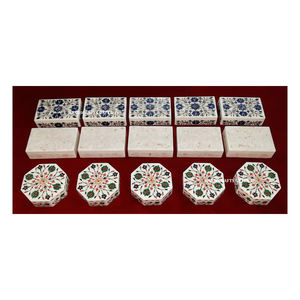 Hermosa Caja de Joyería Hecha a Mano con Incrustaciones de Mármol Natural y Nácar, Diseño de Flores con Forma Personalizada, Utilizada para Guardar Collares - Product Image 1