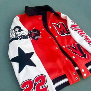 Chaqueta de Béisbol Personalizada al por Mayor con Logotipo, Estilo Urbano, Bloques de Color, para Invierno, para Hombre, Mangas de Cuero, Chaqueta Bomber, Chaquetas Universitarias - Product Image 5