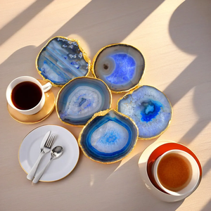 Blue Agate 4-5 Inches Irregular Shape Handmade Reiki <b>Crystal</b> <b>Coasters</b> Set for Home Decor Housewarmings Valentine's Gifts - Product Image 2