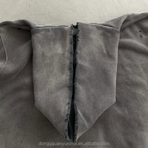 Vêtements de rue d'hiver en gros pour hommes, fermeture éclair, coton lourd, délavé à l'acide, épaules tombantes, surdimensionné, haute qualité - Product Image 2