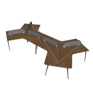 Contemporary 6-Person Plywood <b>Workstation</b> Cluster Modern HBCO057 CONE System Office <b>Desks</b> for Workspace or Bedroom - Product Image 6