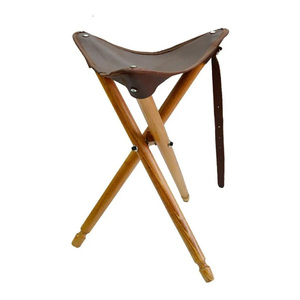 เก้าอี้ขาตั้งไม้พับได้พร้อมเบาะหนัง ผู้ผลิตโดยตรงจากโรงงาน เบาะนั่งน้ำหนักเบาสำหรับการล่าสัตว์และตั้งแคมป์กลางแจ้ง - Product Image 1