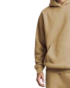Ensemble survêtement en molleton beige camel pour homme, sweat-shirt à capuche décontracté d'hiver, pantalon de survêtement, streetwear pour homme - Product Image 3