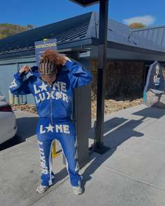 Fabricant Applique 500 gsm Survêtement Logo Personnalisé Broderie en Détresse Patchwork Strass Pantalon de Survêtement et Ensemble de Sweat à Capuche - Product Image 3