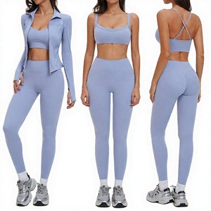 Quick-dry Breathable Solid Yoga Set Tight-fitting Slimming Outdoor Fitness Sports <b>Bra</b> Leggings 4-Piece Set Running Exercise - Product Image 1