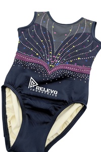 Maillot de Gimnasia Personalizado para Niñas, sin Mangas, con Pedrería, Malla, 220 GSM, Poliéster y Spandex, Transpirable y Elástico - Product Image 2