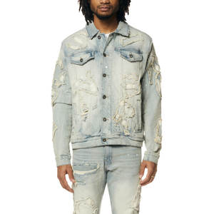 Ensemble veste et pantalon en jean pour homme, facile à porter, hiver, hip-hop, respirant, léger, broderie 3D, personnalisable, haute qualité, sur mesure - Product Image 2