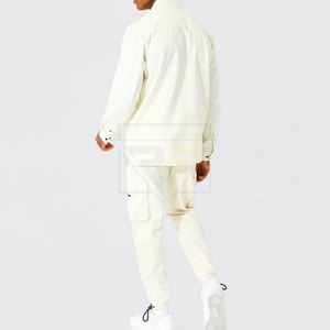 Custom Logo Mes Fashion Multiple Pockets Jogger Set Button Down Two Piece Set Cotton Twill Streetwear <b>Cargo</b> Tracksuit For Men - Product Image 5