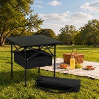 Table de pique-nique carrée en acier inoxydable pliable pour jardin et extérieur