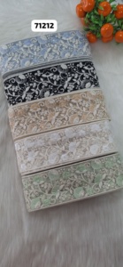 Fait sur mesure sur des lacets brodés en tissu de base en filet blanc de 2.5 pouces à motifs floraux conçus pour les vêtements et les costumes pour femmes. - Product Image 2