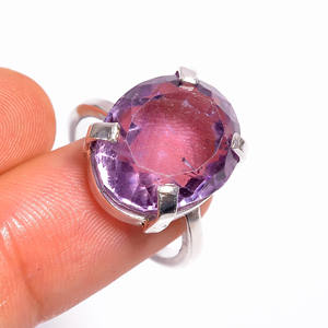 Bague de mariage classique en argent sterling 925 améthyste ovale coupe pierres précieuses bagues fines pour anniversaire de fiançailles ou cadeau de fête - Product Image 3